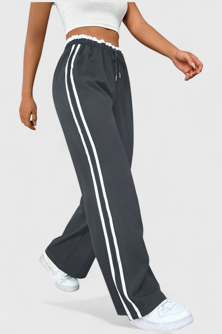 Pantalon de Sport Alanys à Jambe Évasée avec Détails Latéraux