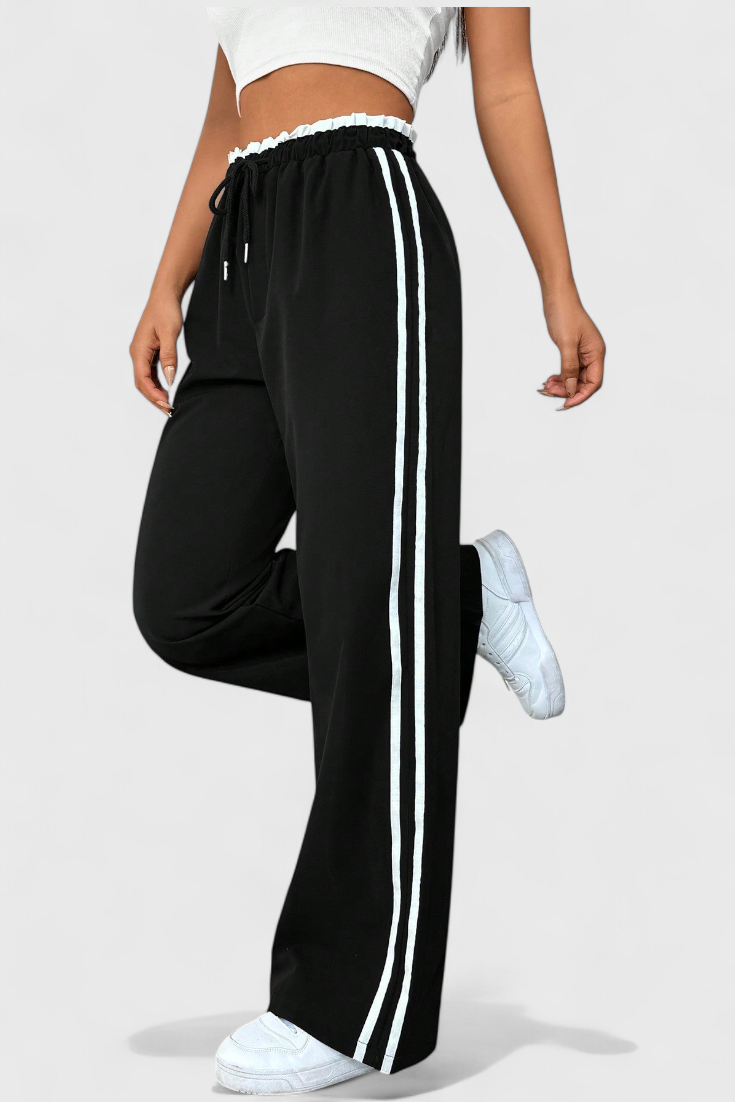 Pantalon de Sport Alanys à Jambe Évasée avec Détails Latéraux