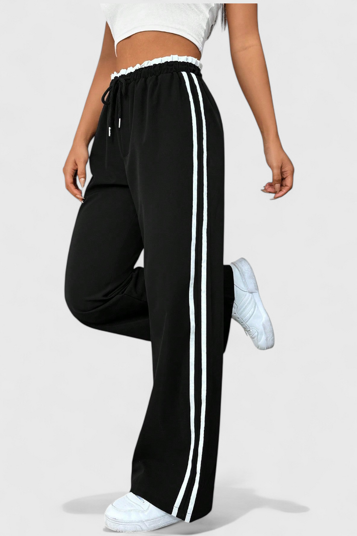 Pantalon de Sport Alanys à Jambe Évasée avec Détails Latéraux