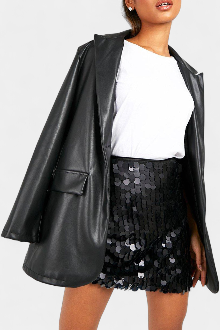 Veena Jupe Mini à Paillettes Intégrales et Coupe Confortable