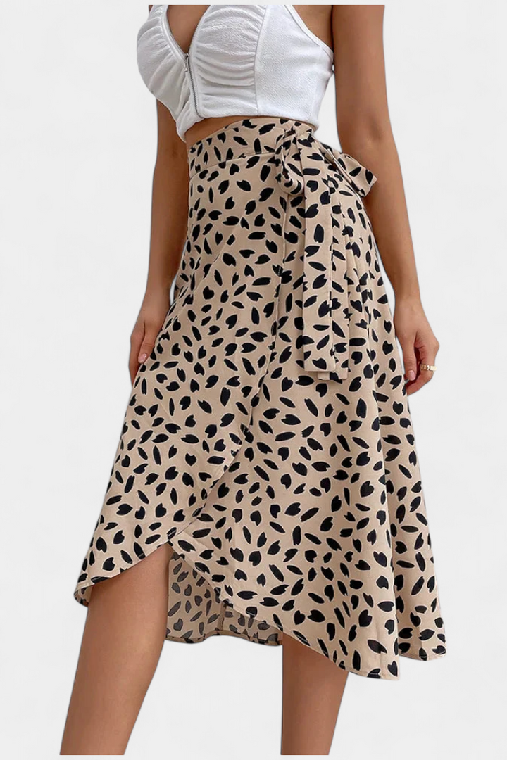 Camila Jupe Enveloppante Boho à Imprimé Asymétrique et Chute Fluide