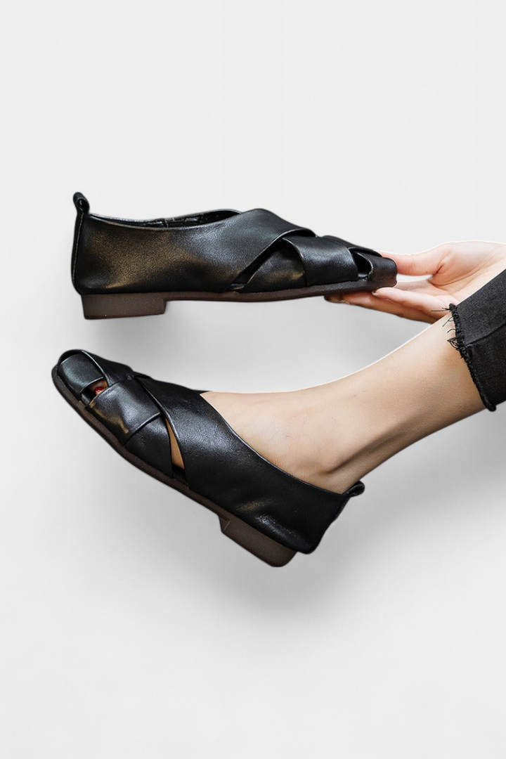 Nayra Sandales en Cuir Véritable à Bandes Croisées