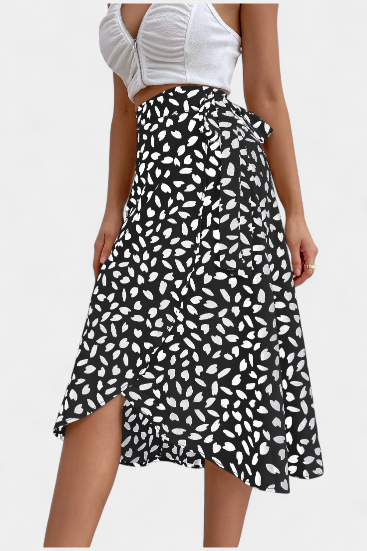 Camila Jupe Enveloppante Boho à Imprimé Asymétrique et Chute Fluide