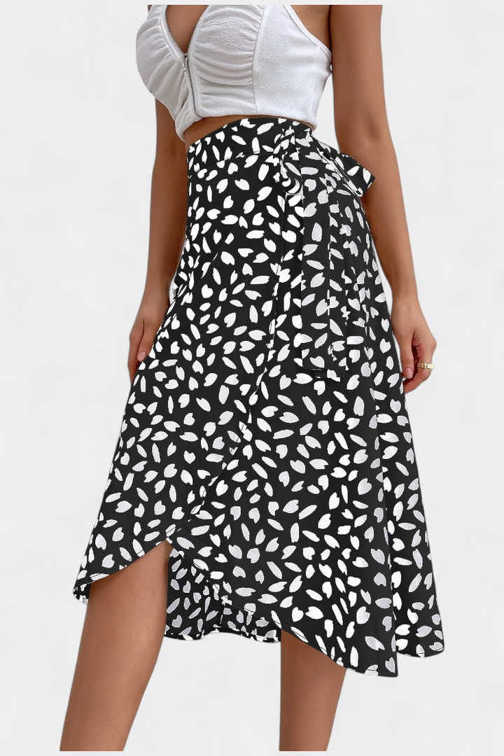 Camila Jupe Enveloppante Boho à Imprimé Asymétrique et Chute Fluide