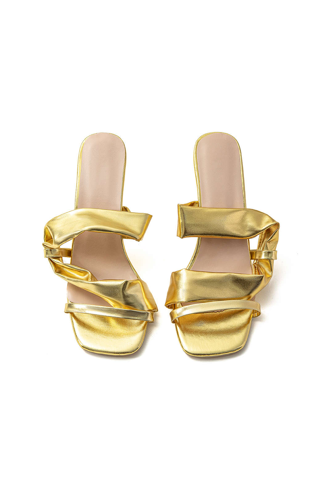 Sarah Sandales à talons hauts avec bout carré en métal froissé