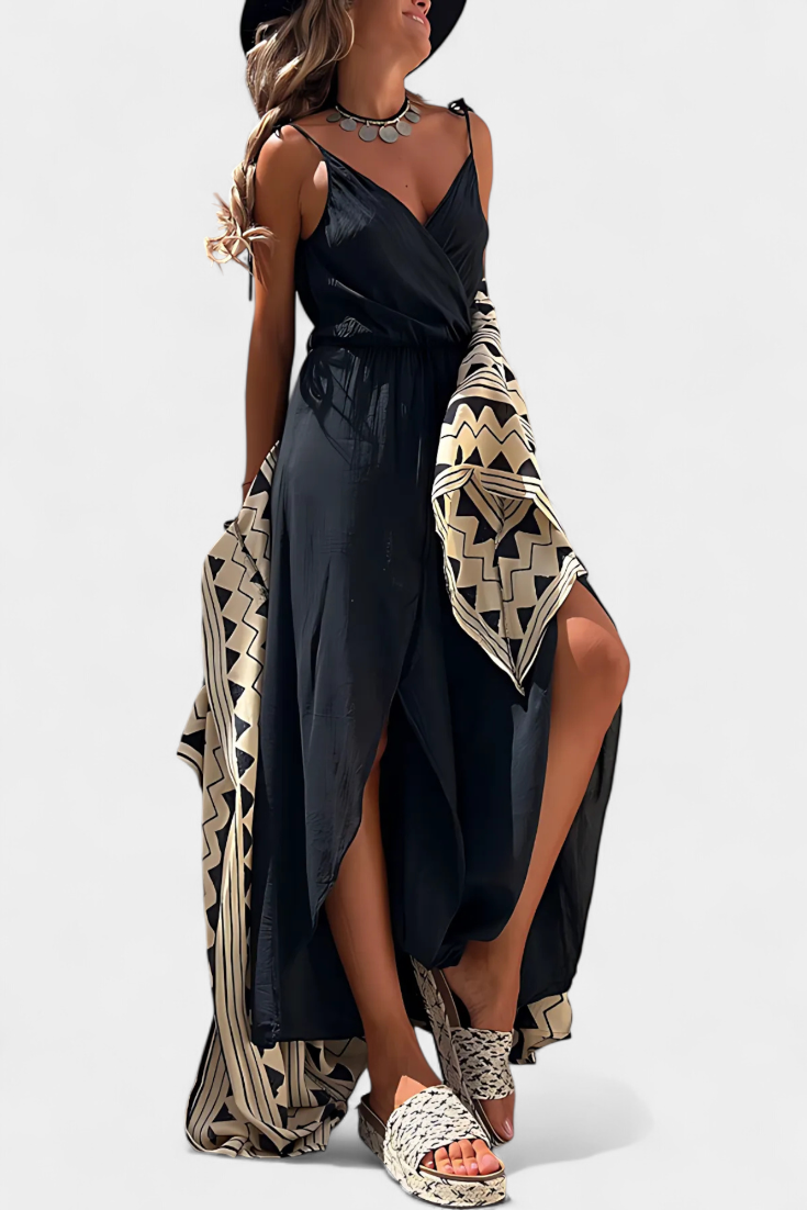 Donatila Combinaison en Coton Lavé à Décolleté Croisé et Jambes Ouvertes