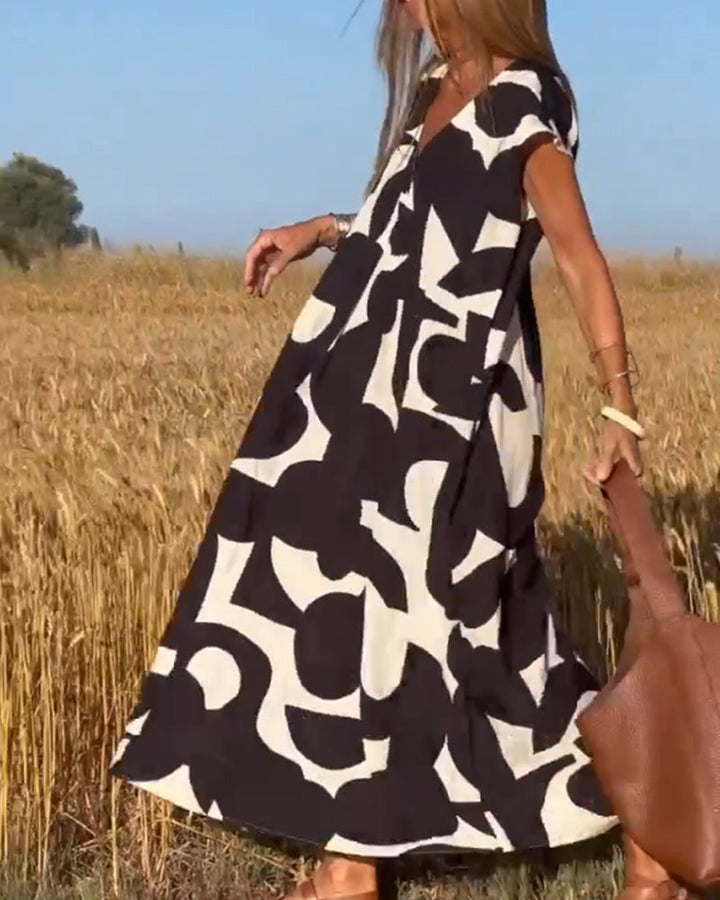 Robe avec imprimé et col en V