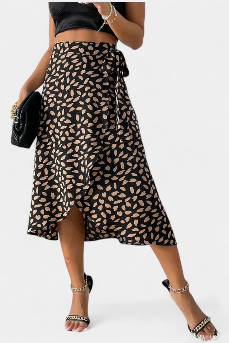 Camila Jupe Enveloppante Boho à Imprimé Asymétrique et Chute Fluide