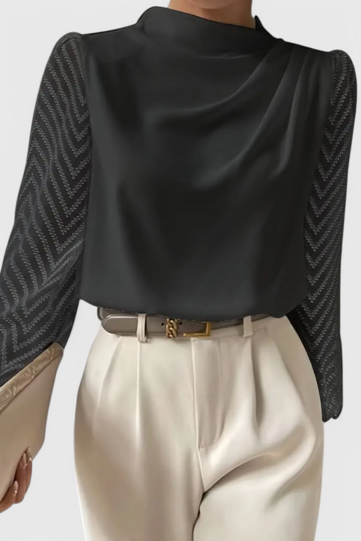 Zaraa Blouse Fluide à Manches Transparentes