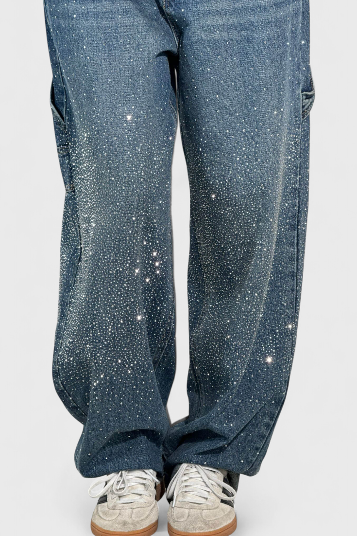 Dariya Jeans Cargo Balloon à Strass