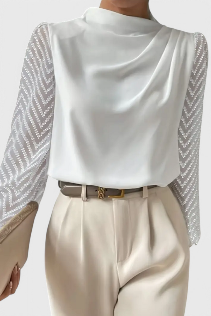 Zaraa Blouse Fluide à Manches Transparentes