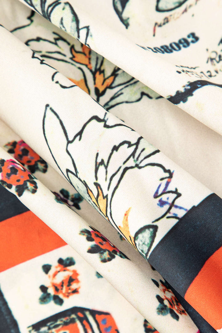 Arce Pantalon Droit à Taille Haute et Imprimé Floral