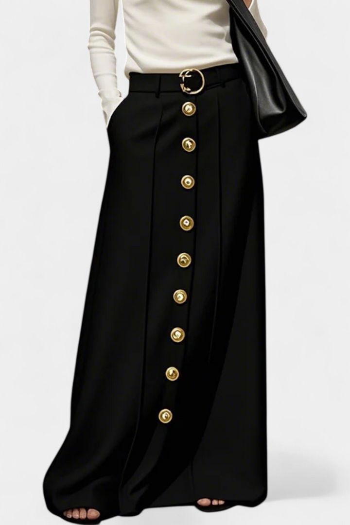 Ada Jupe Décontractée à Boutons Frontaux et Poches Latérales