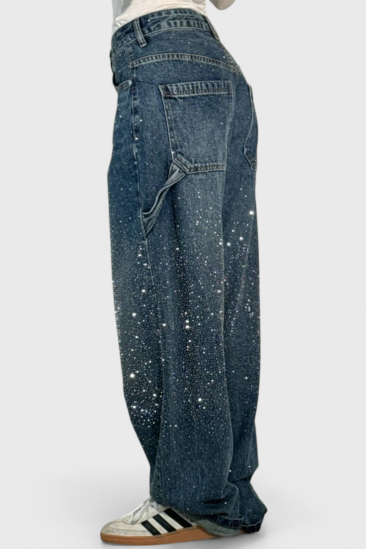 Dariya Jeans Cargo Balloon à Strass