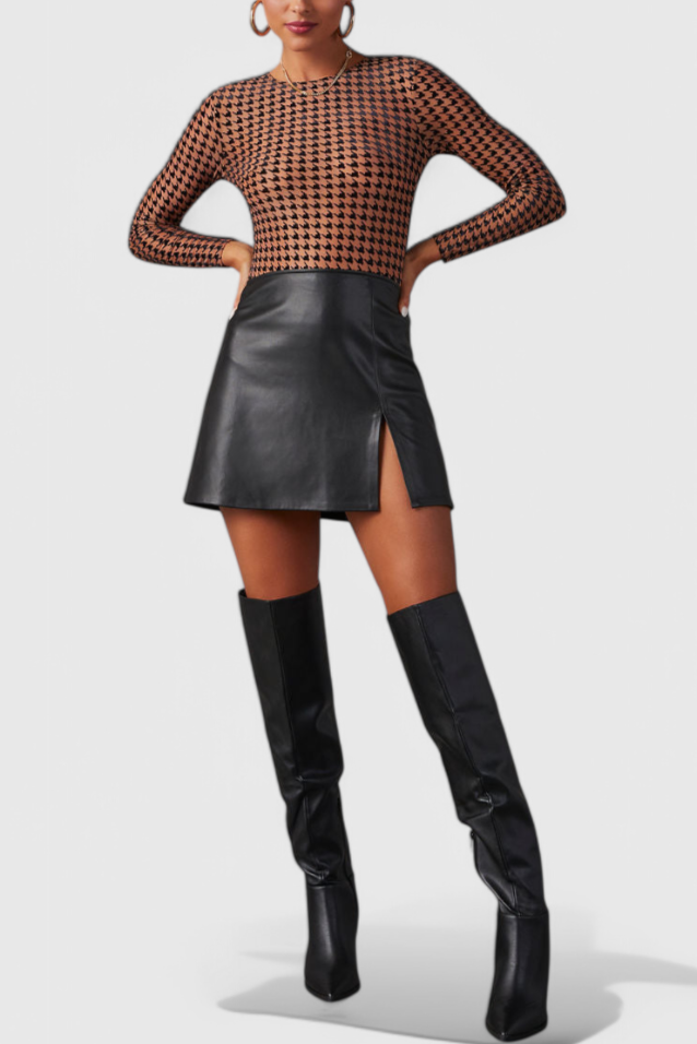 Bella Bottes Hautes en Similicuir à Talon Large