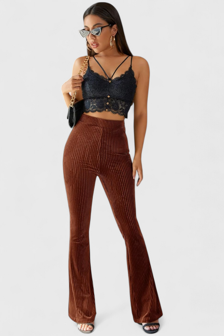 Liset Pantalon Évasé en Velours Doux