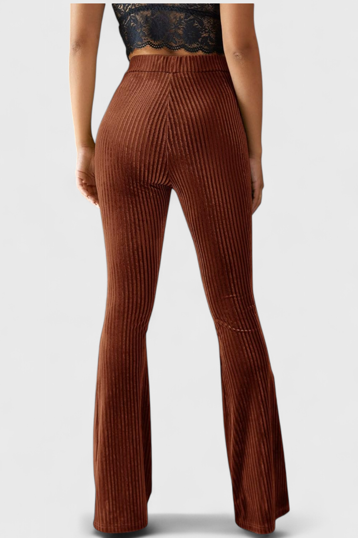 Liset Pantalon Évasé en Velours Doux