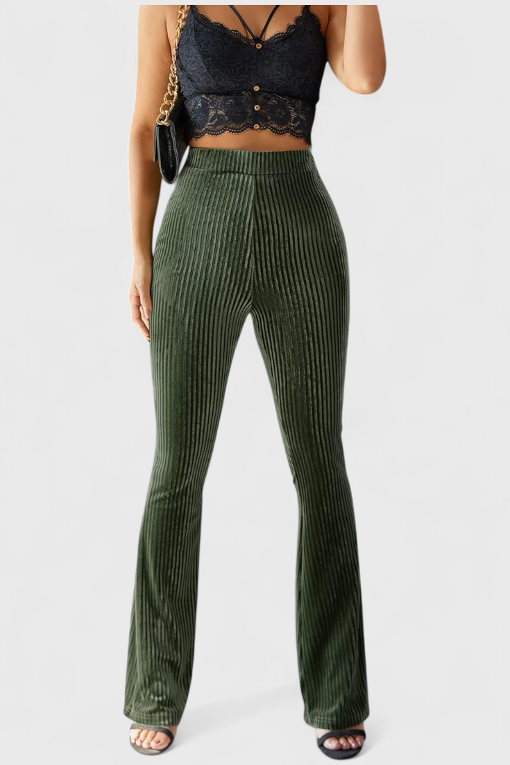 Liset Pantalon Évasé en Velours Doux