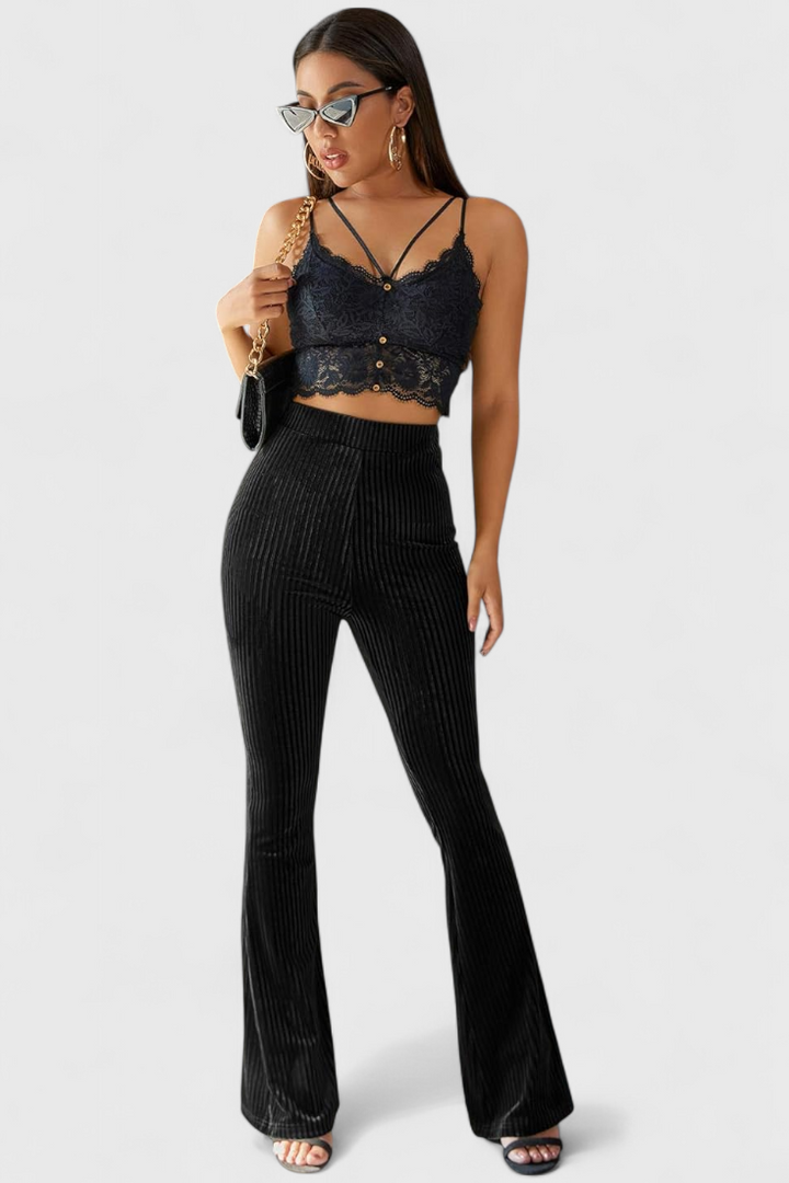 Liset Pantalon Évasé en Velours Doux