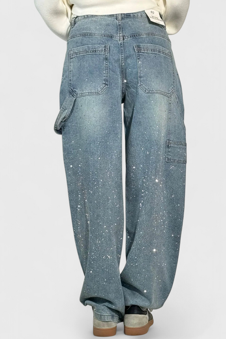 Dariya Jeans Cargo Balloon à Strass