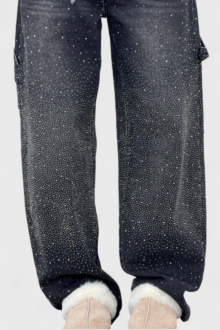 Dariya Jeans Cargo Balloon à Strass