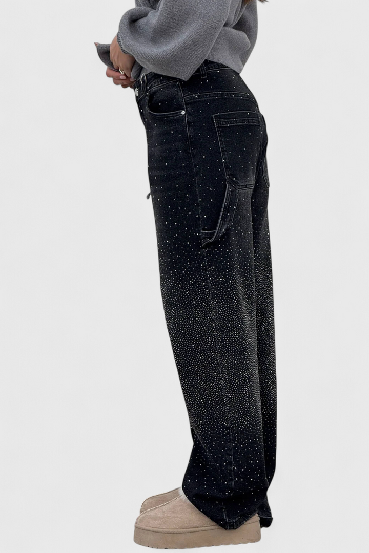 Dariya Jeans Cargo Balloon à Strass