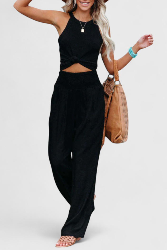 Lexia Pantalon Fluide en Coton et Lin à Taille Confortable