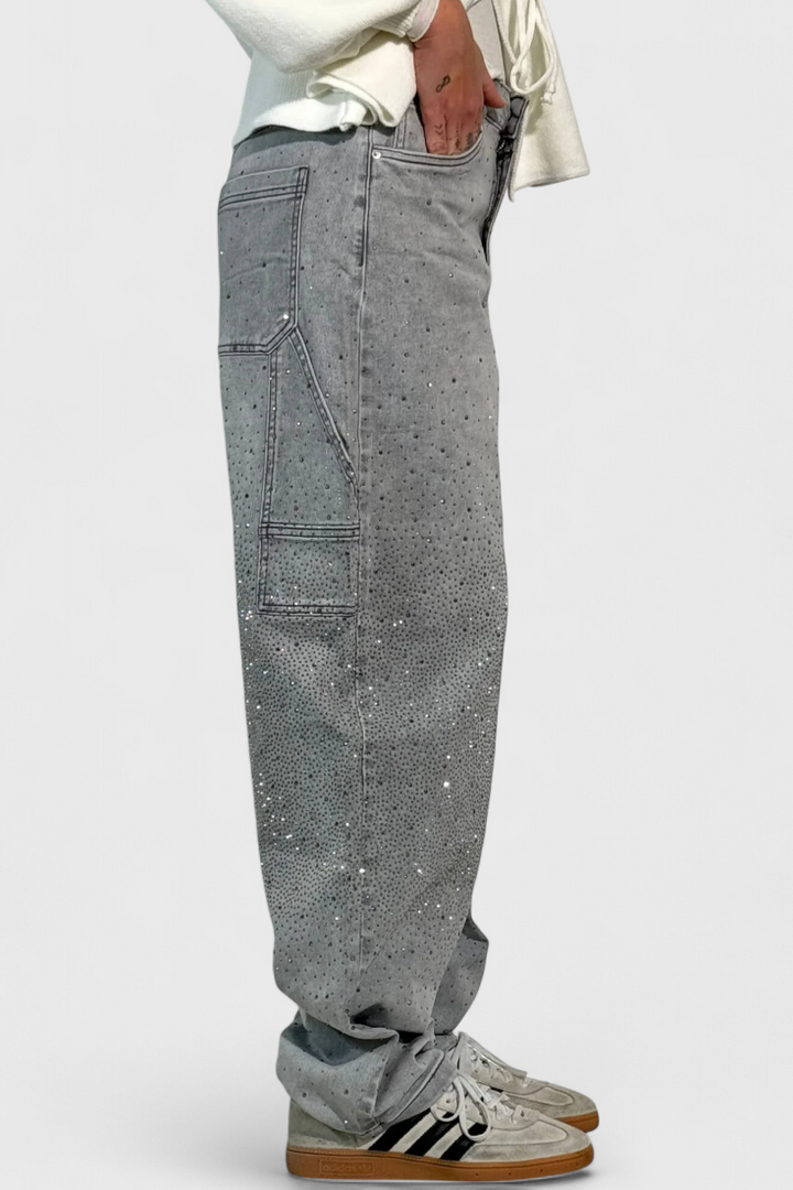 Dariya Jeans Cargo Balloon à Strass