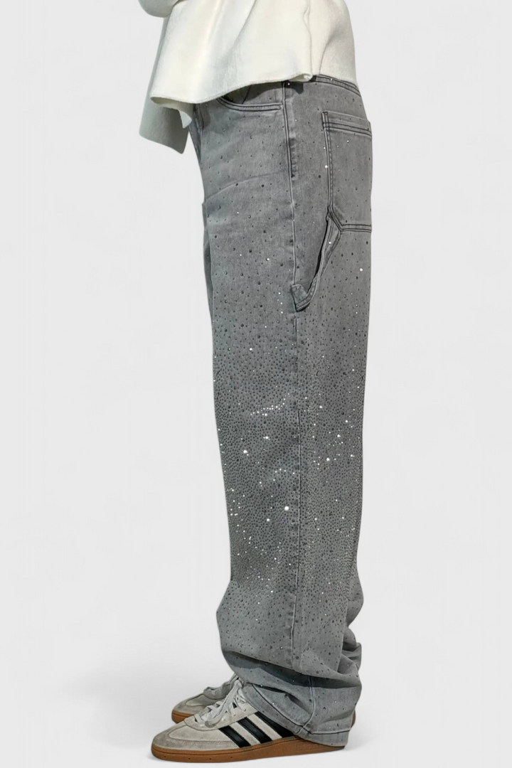 Dariya Jeans Cargo Balloon à Strass