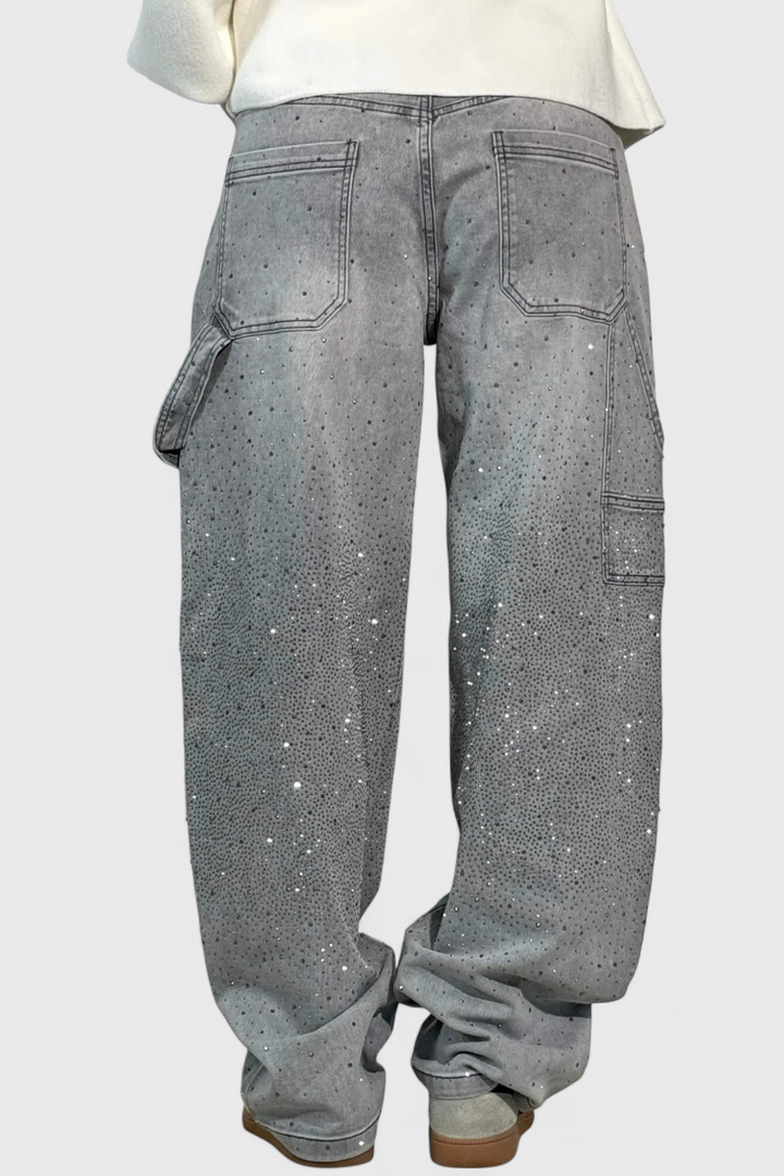 Dariya Jeans Cargo Balloon à Strass