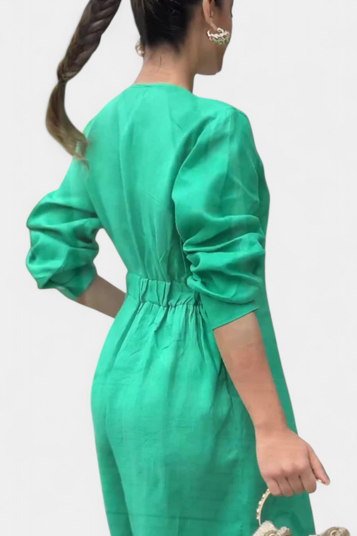 Whitney Combinaison Fluide à Décolleté en V et Fente Frontale