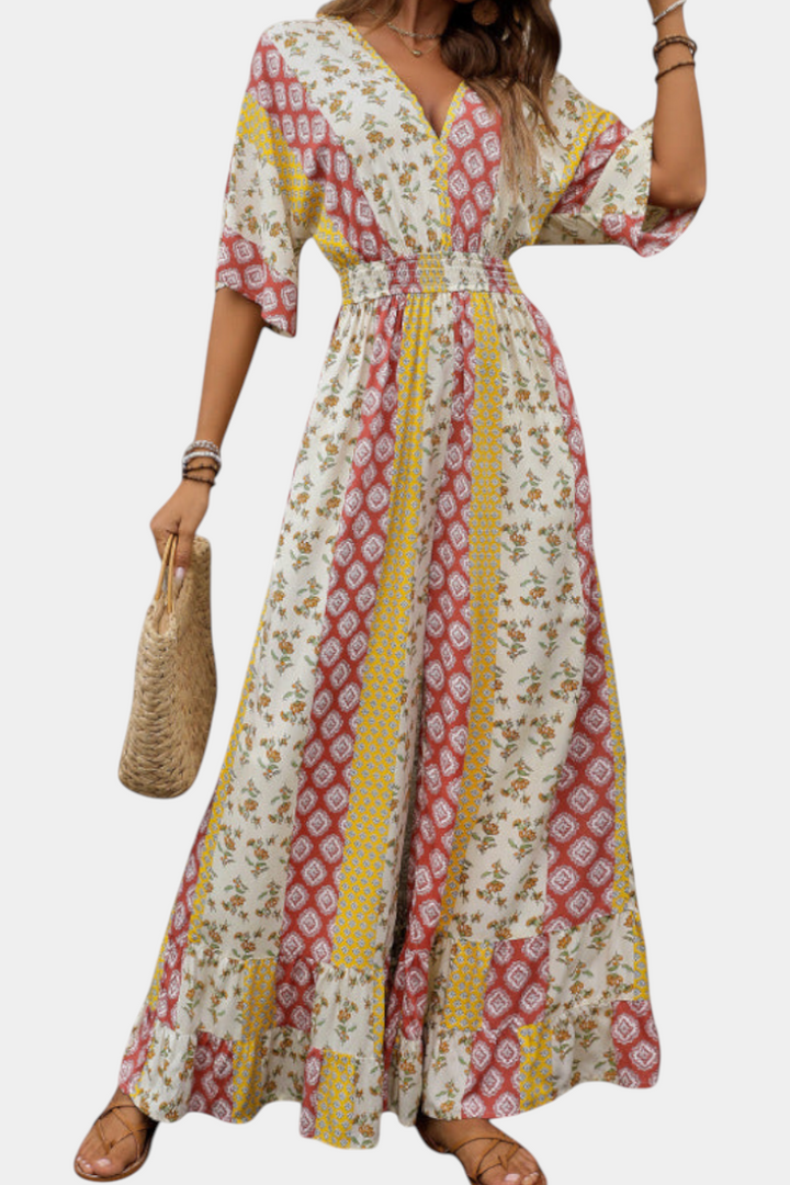 Ayana Combinaison Bohème à Décolleté en V et Manches Fluides