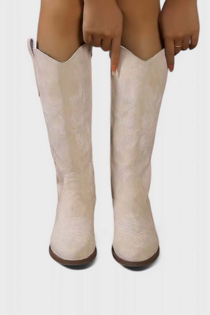 Elka Bottes Western en Suède à Coutures Classiques