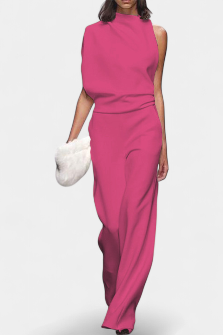 Etta Combinaison Asymétrique à Une Épaule et Jambes Fluides