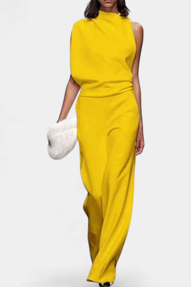 Etta Combinaison Asymétrique à Une Épaule et Jambes Fluides