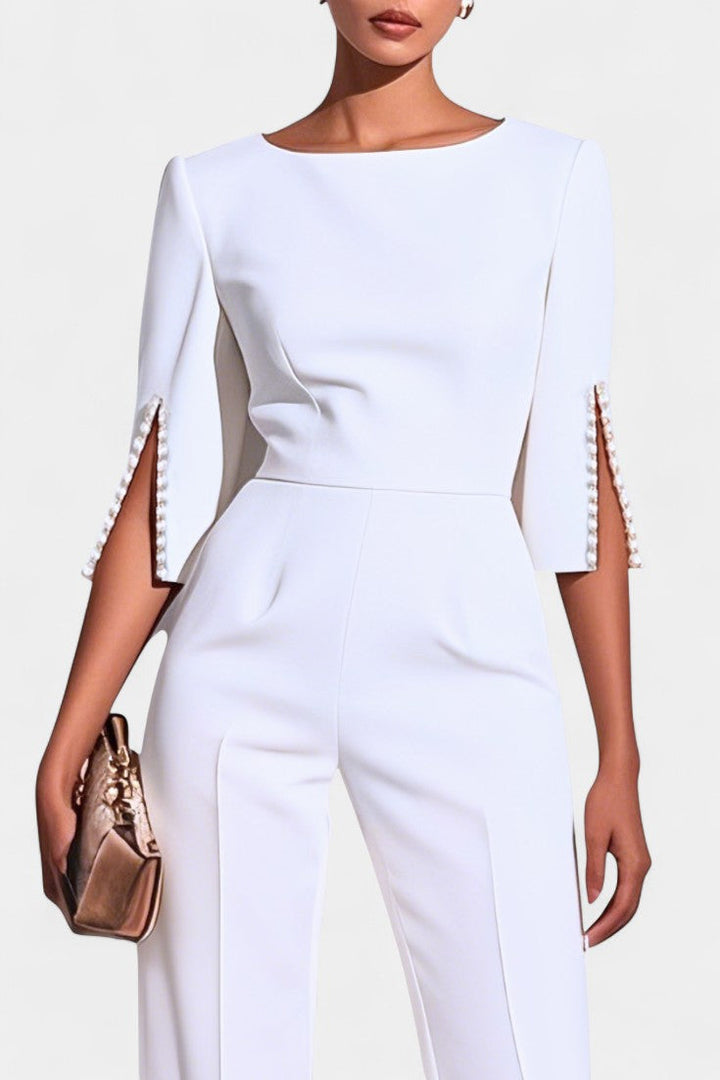 Prim Combinaison Élégante à Manches Trois-Quarts et Détails en Perles