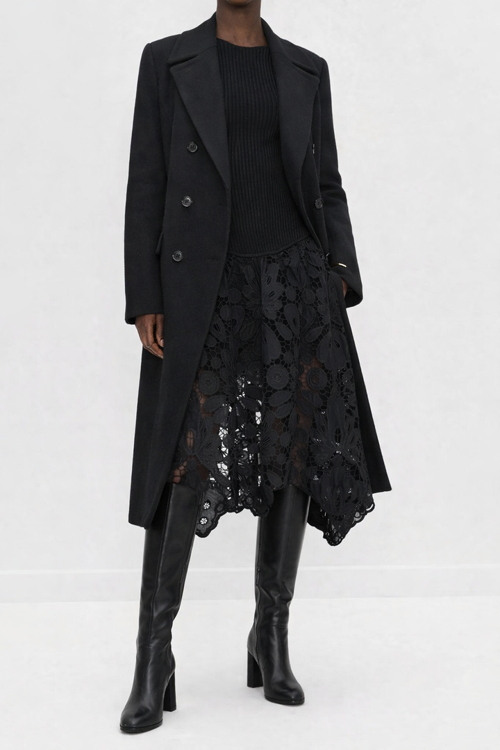 Ansfride Robe Longue Trapèze en Dentelle et Broderie Anglaise