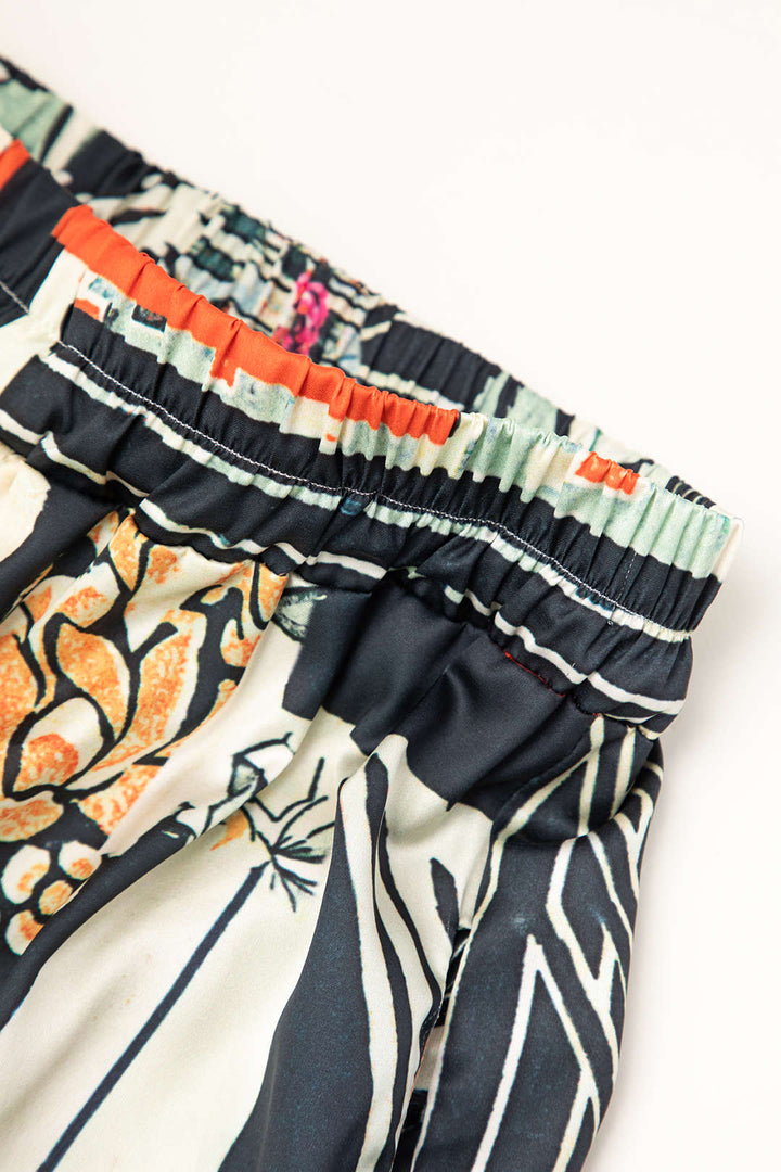 Arce Pantalon Droit à Taille Haute et Imprimé Floral