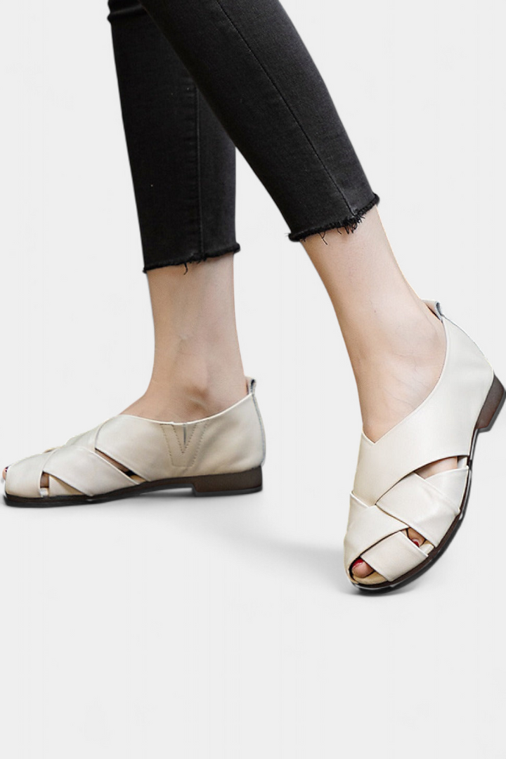 Nayra Sandales en Cuir Véritable à Bandes Croisées