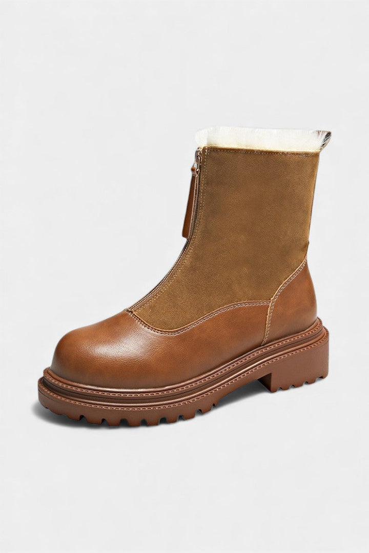 Gertrud Bottines à Semelle à Crampons et Bord en Fourrure