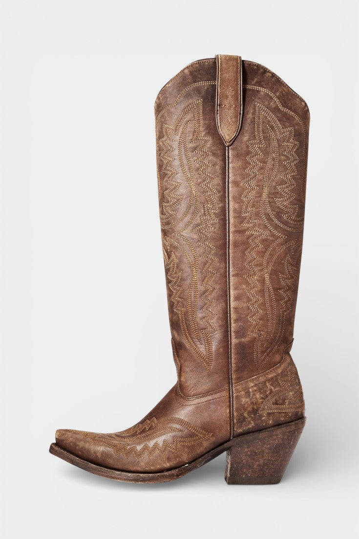 Zélie Bottes Western Vintage Brodées à Bout Pointu
