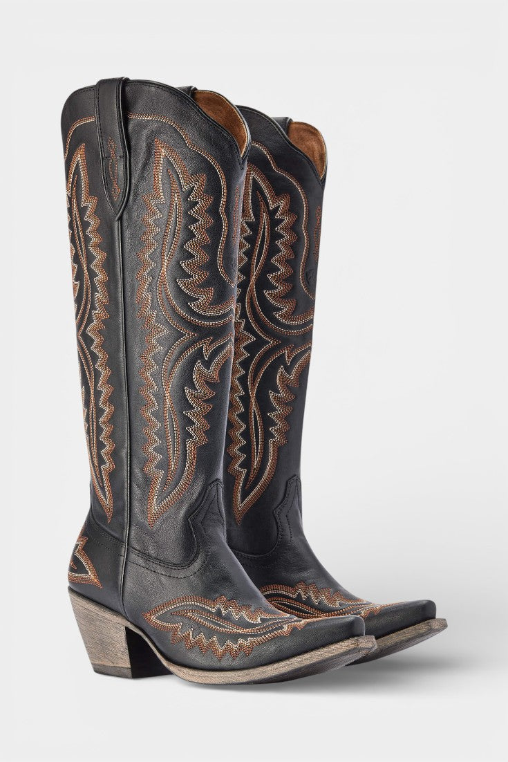 Zélie Bottes Western Vintage Brodées à Bout Pointu