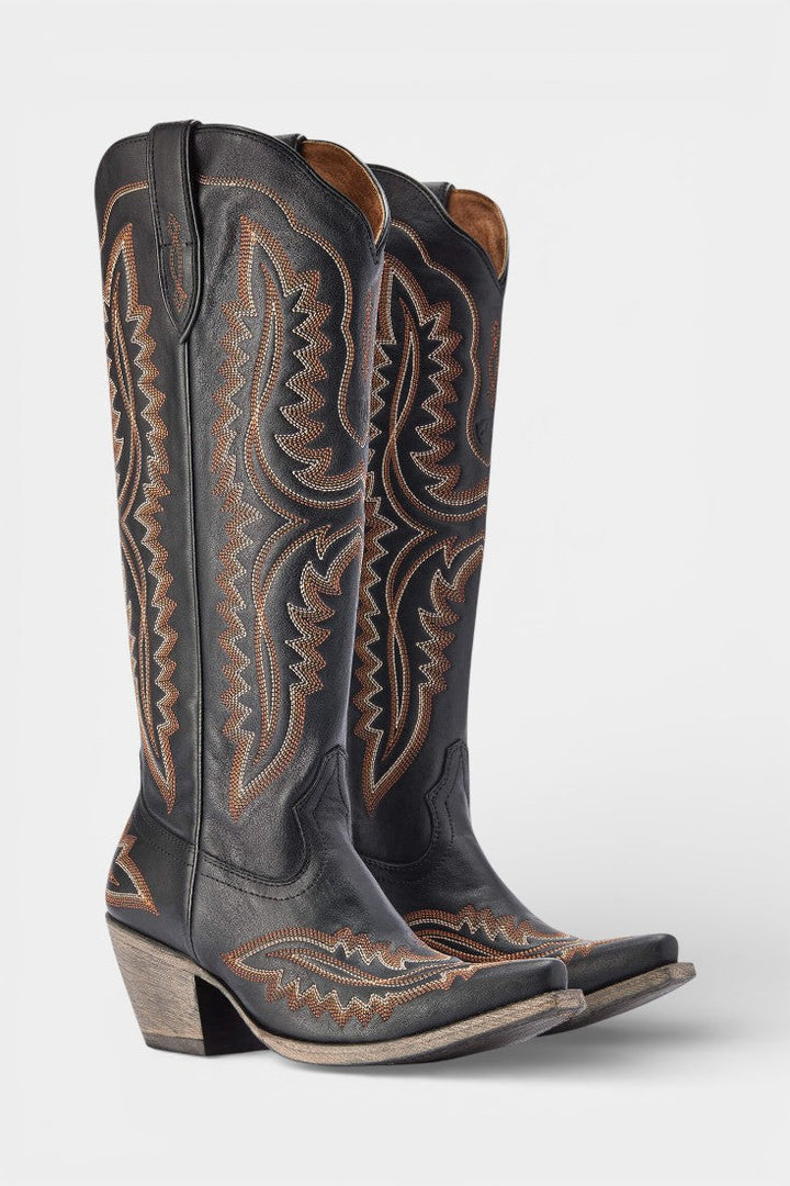 Zélie Bottes Western Vintage Brodées à Bout Pointu