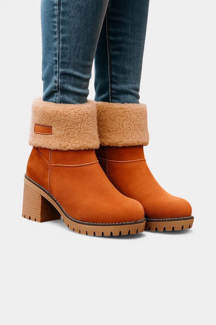 Luise Bottines Sienna à Talon Bloc avec Fausse Fourrure