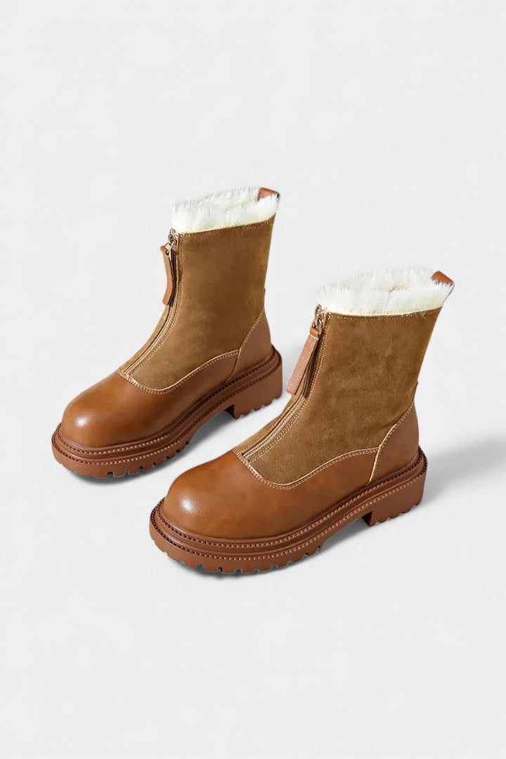 Gertrud Bottines à Semelle à Crampons et Bord en Fourrure