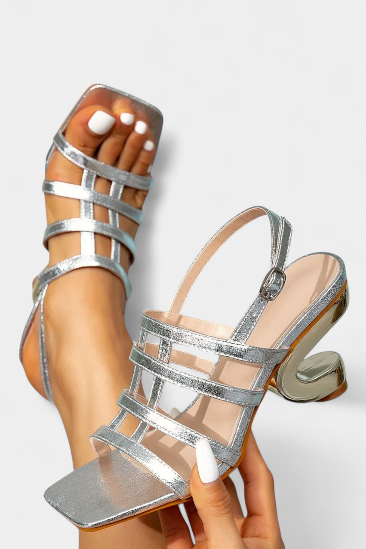 Deborah Sandales Métalliques Glamour à Talons Élancés