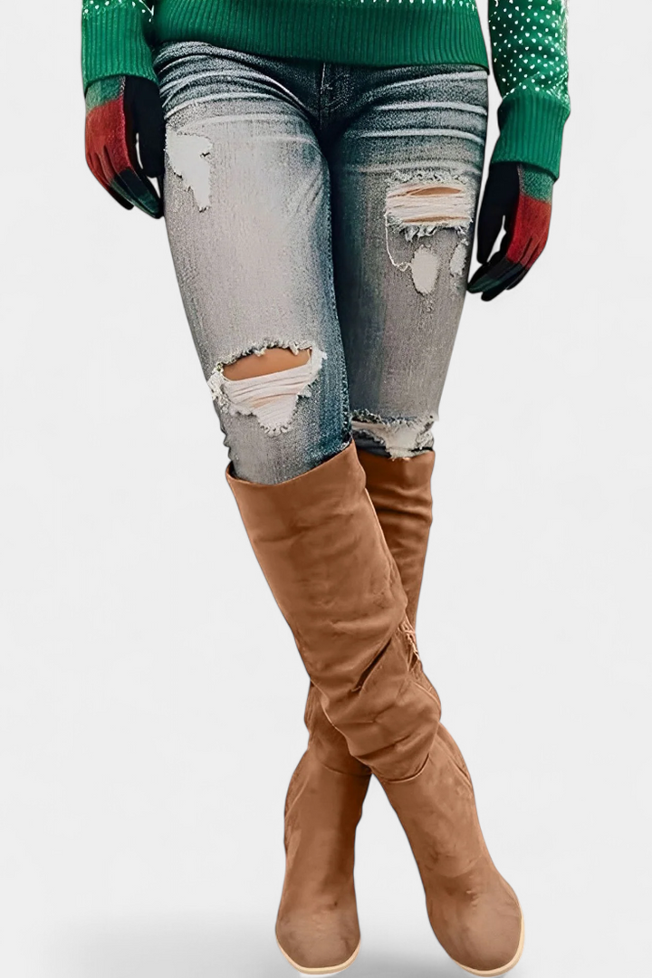 Calliope Bottes Hautes à Talon Épais et Pointe Ronde