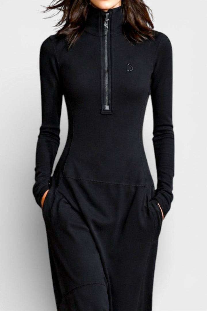 Mazarine Robe Maxi Ample à Col Montant Zippé