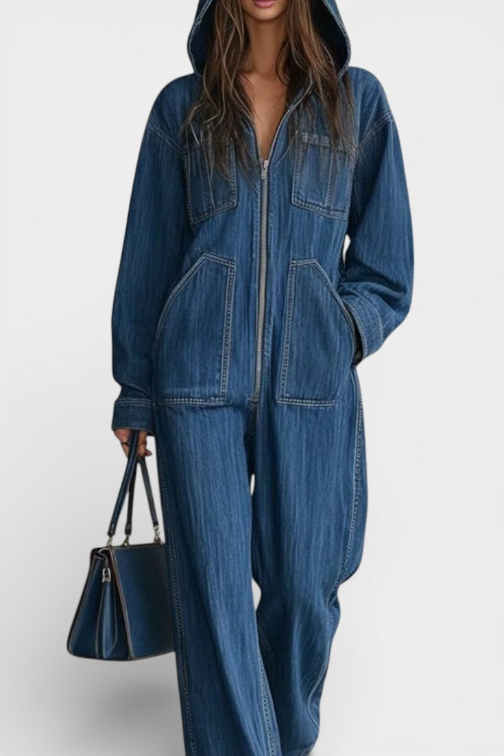 Écrin Combinaison Décontractée à Capuche et Jambes Évasées