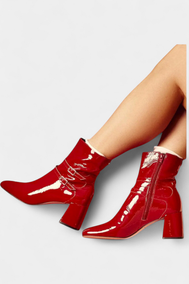 Vivi Bottes Rouges à Talon Épais et Silhouette Affirmée
